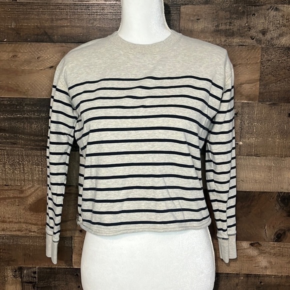Madewell Cutoff Sweater in Stripe Size XXS Oversized - Picture 1 of 4